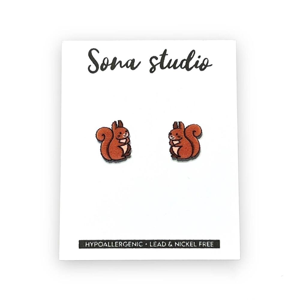 New Sona studies mini stud Squirrel Earrings